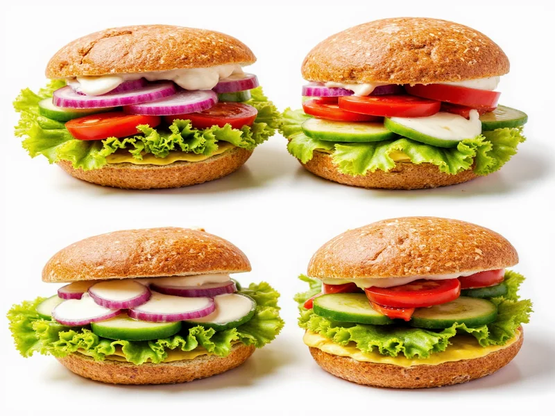 Mayonnaise variations on sandwich with fresh vegetables