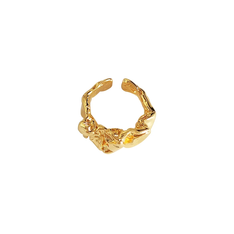 

Pleated Open Ring Adjustable Irregular Design Metal Ring Factory Price China Supplier
