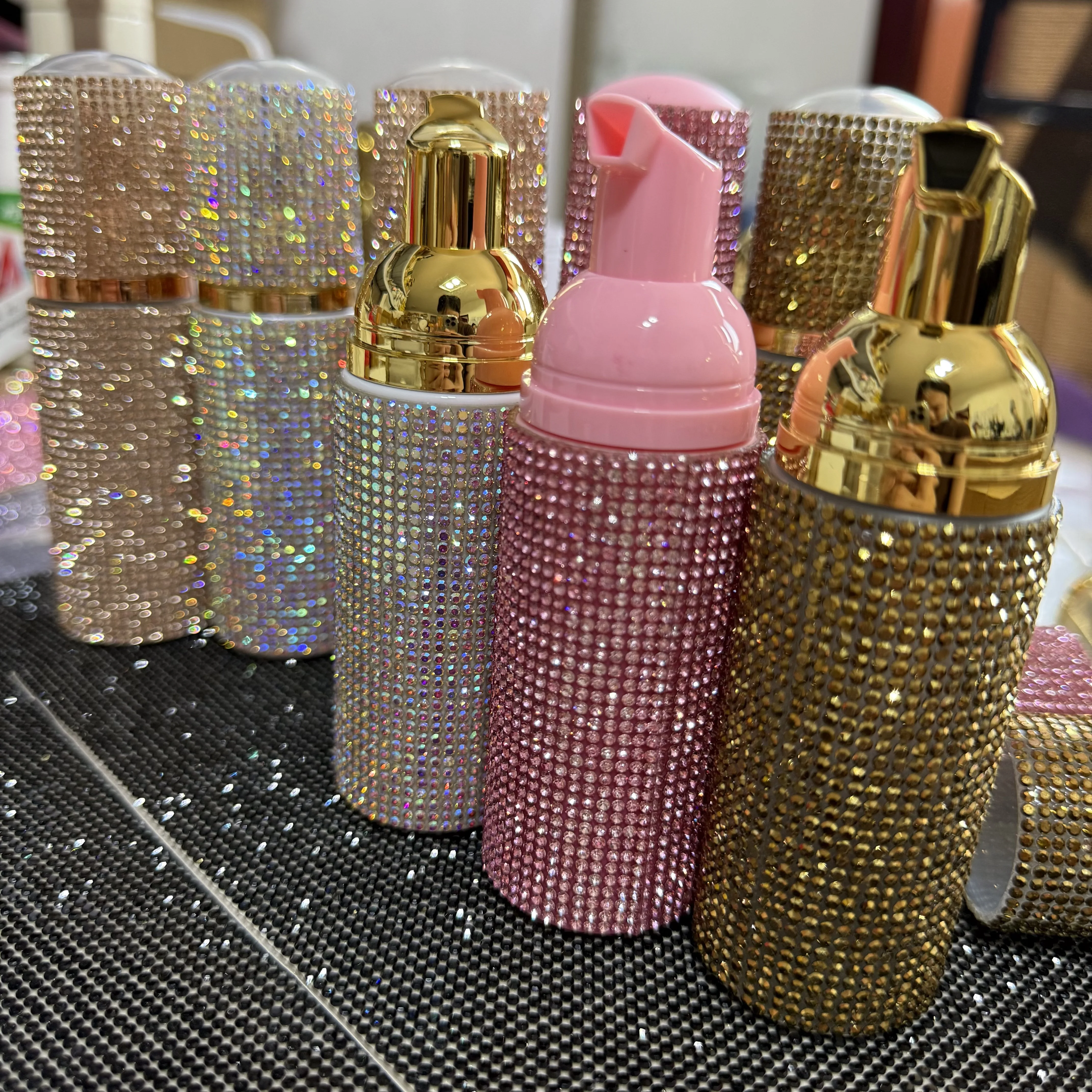 Private Label Diamond Lash Shampoo Kit Bottle With Brush Eyelash Extension Lash Cleanser Packaging Rhinestone Lash Shampoo