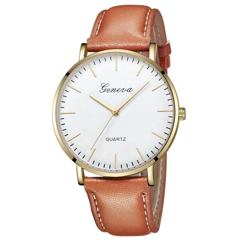 

625 Leather Belt Elegant Classic Vintage Watch For Quartz Steel Woman Watch Geneva Relojes Hombre, 21 colors
