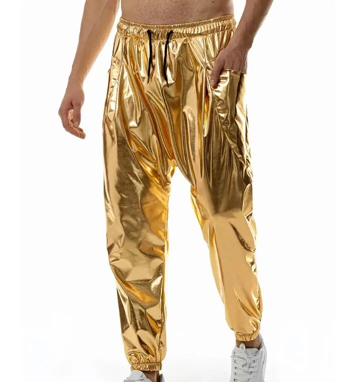 Silver Tone Shiny Jogging Disco Trousers