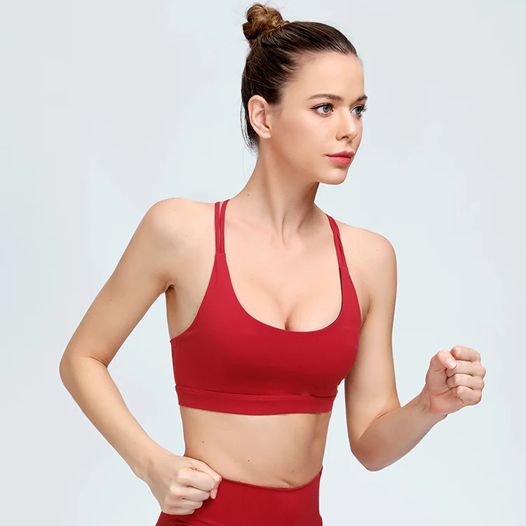 

2021 New Style Wholesale High Elastic Vest Gathered Underwear Women Sport Bra Sports Wear Seamless Push Up Fitness Yoga Bra, Oem colors for sport bra fitness yoga 2021