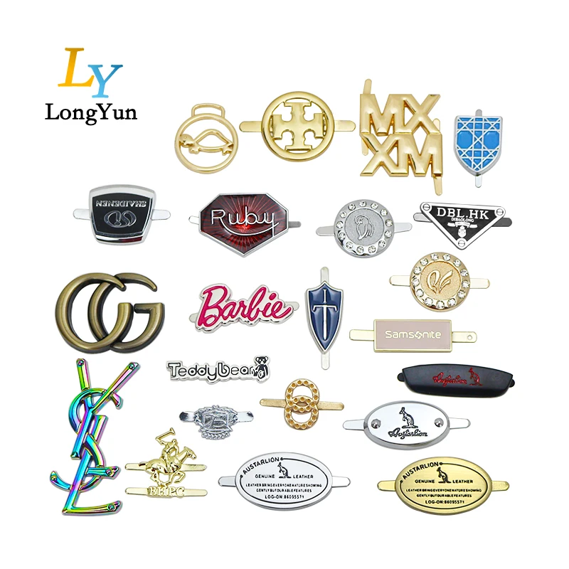 

High Quality Custom Metal plate brand name Logo Labels for Handbags Logo engraved metal nameplate Tags custom bag accessories