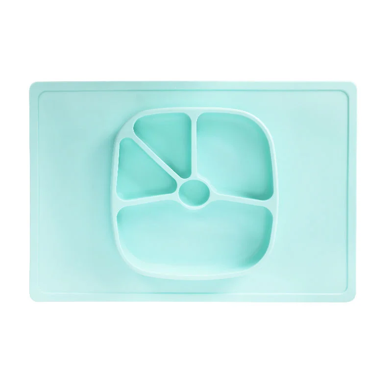 

One-Piece Kids Silicone Feeding Bowl Mat Divided Plates Rubber Suction Placemat Dinner Baby Silicon Plate