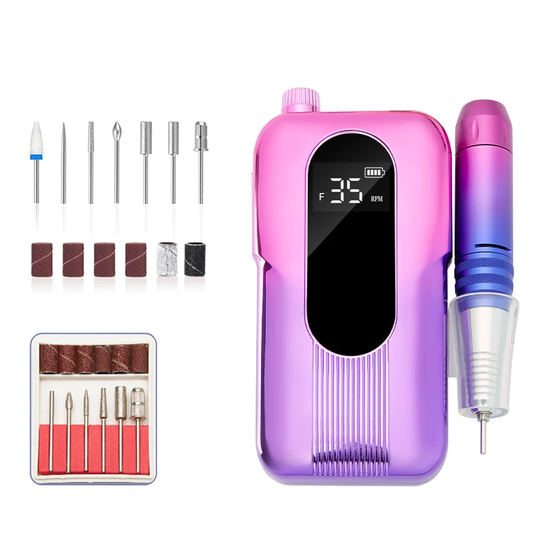 

Portable Electric Nail File Gel Remove Machine Rechargeable Acrylic Nail Polisher 35000rpm Nail Drill