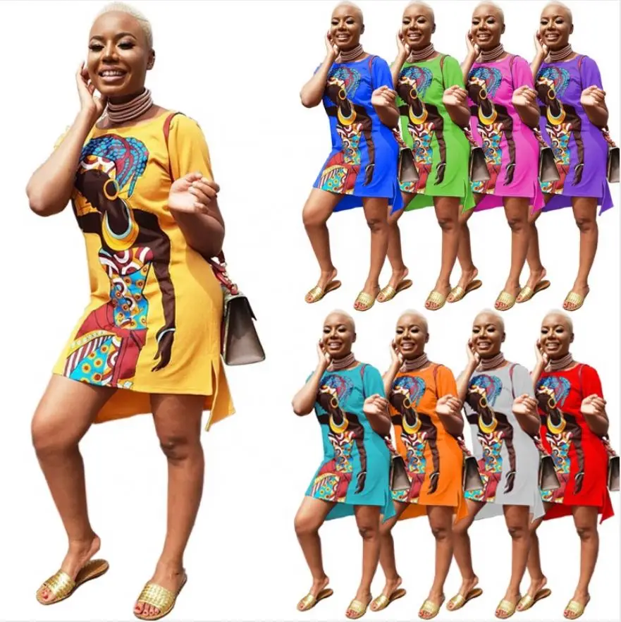 

Women's Wholesale Multicolor Folk Style Clothing Classical T-Shirt Casual Dresses, 9colors