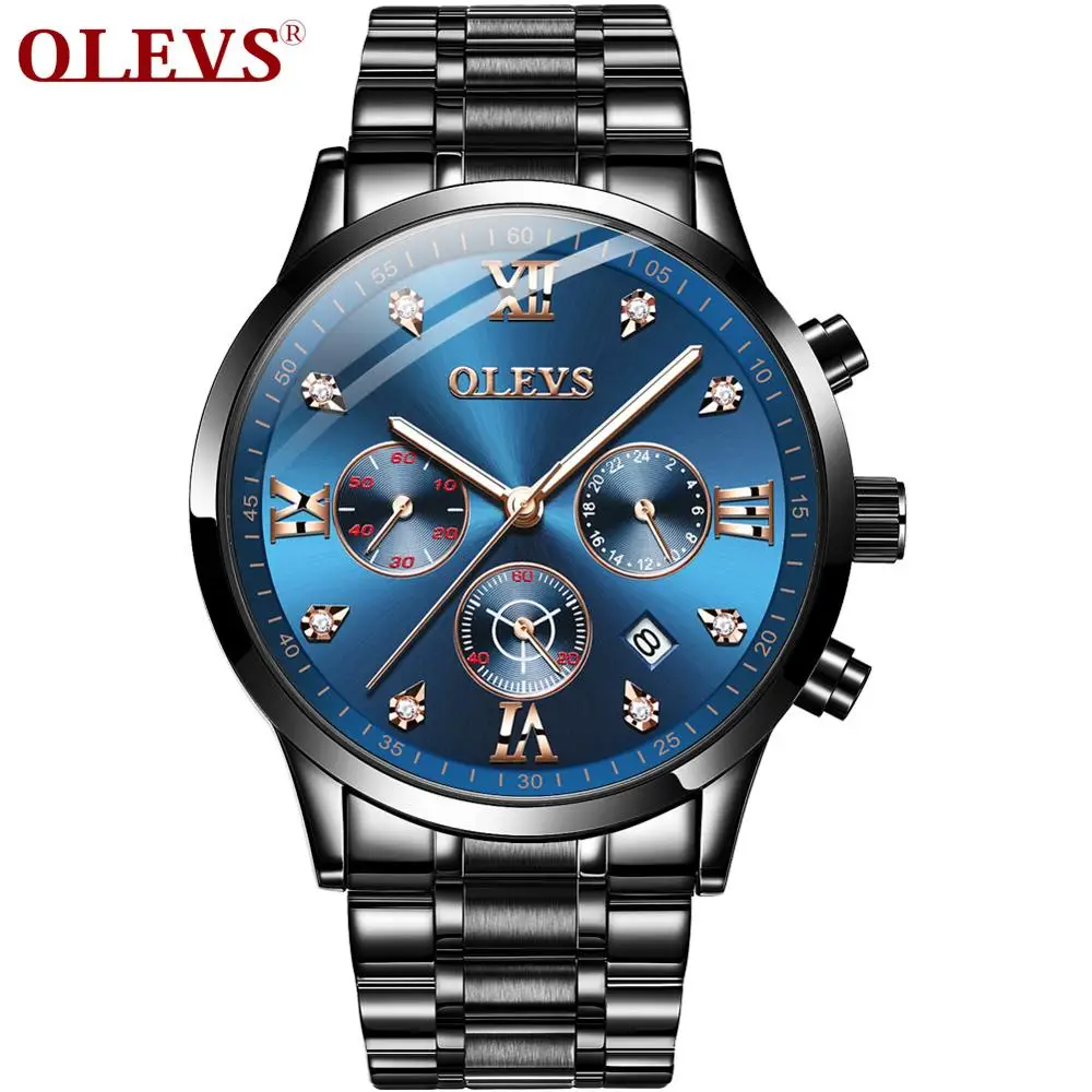 

Luxury Brand OLEVS Men Business Wristwatch Water Resistant Feature Quartz Alloy Watch Steel Belt chronograph watch Men, 4 colors