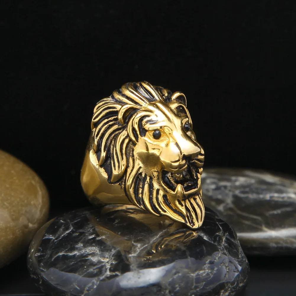 

Hot Hip Hop Color Preserving Big Finger Ring Men's Exaggerated Lion Head Ring