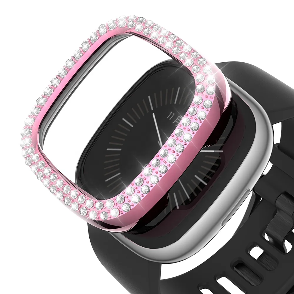 

Luxutry PC Bling Diamond Bumper Frame Cover Case Half Cover For fitbit versa 3