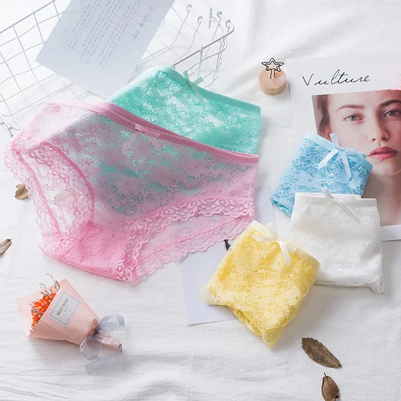 

Promotion 12 Colors Soft Breathable Transparent Women Sexy Lace Panties