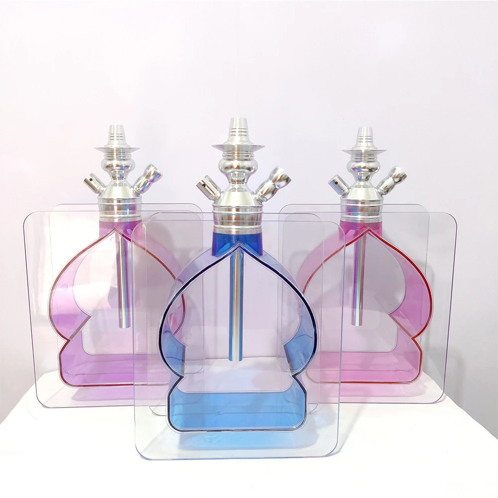 

Hintcan wholesale plastic acrylic hookah set with one hose silicone bowl portable shisha hookah silicone, Red, black, blue, purple