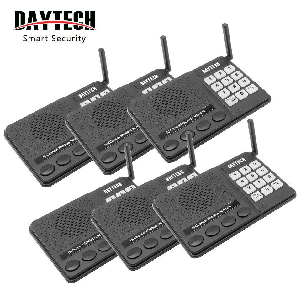 

Daytech CI02-6 6 PCS Office Intercom Paging System Wireless Long Distance Wireless Intercom for Home Office Apartment, Black