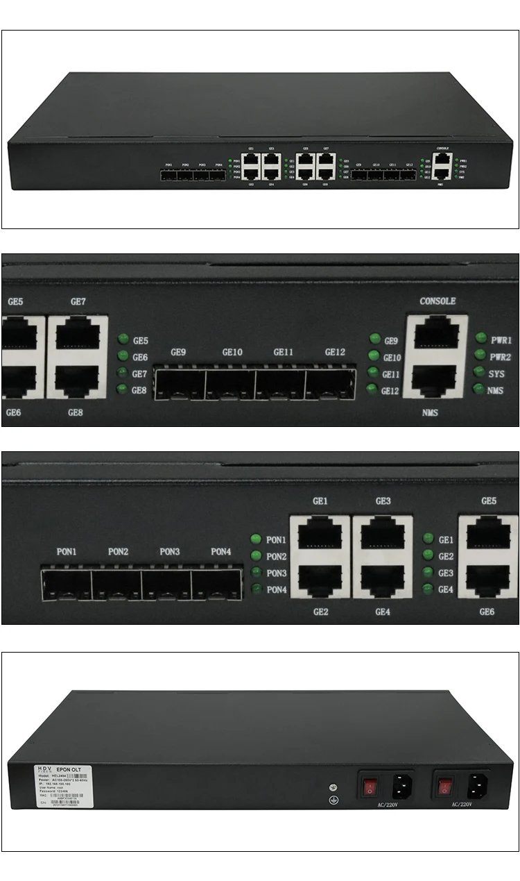 fiber optic triple play fttb ftth 1u 4 port epon olt equipment