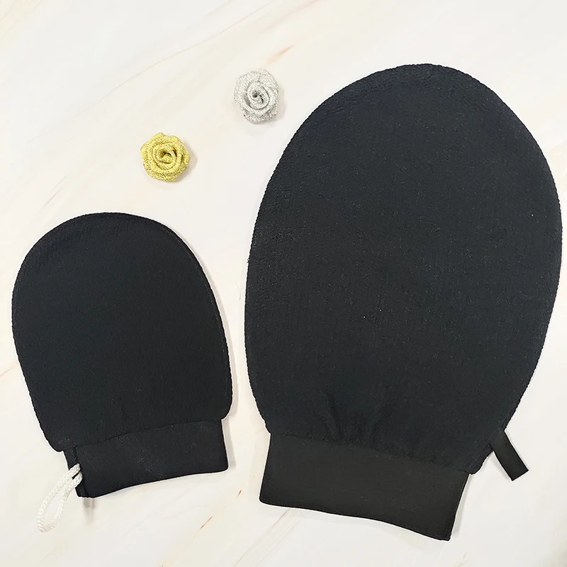 

New Arrival Bath Set 100% Viscose Remove Dead Skin Exfoliating Mitt Face Scrub Exfoliating Gloves Black