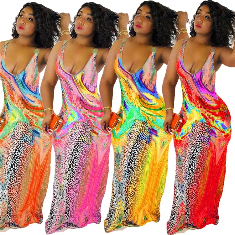 

LF-364 Plus Size Maxi Dresses Long Floral Fashion Wholesale Ladies Dresses Summer Sexy Bodycon Bandage Dresses Women, 4 colors