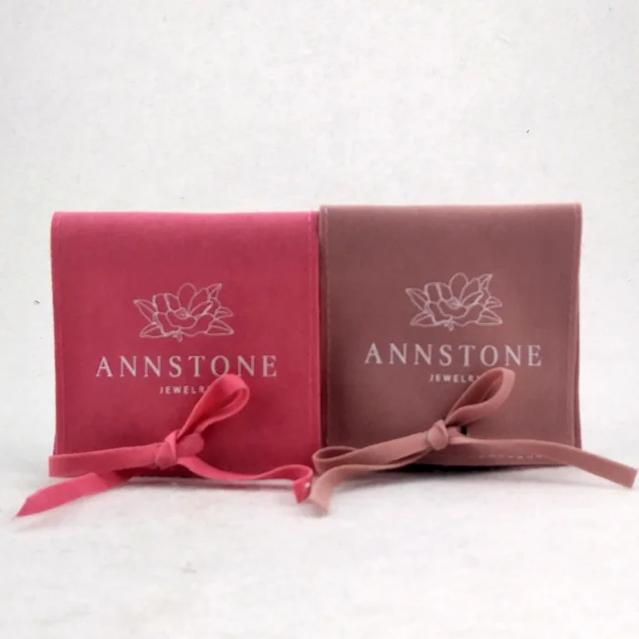 

pink microfiber suede jewelry pouch bags with custom logo, Customized color