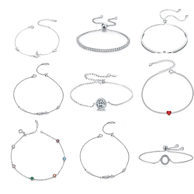 

2024 Fine Silver Jewelry Wholesale S925 Sterling Silver Custom 14K Gold Plated Tennis Charm Chain Bracelet for Women Jiangyuan