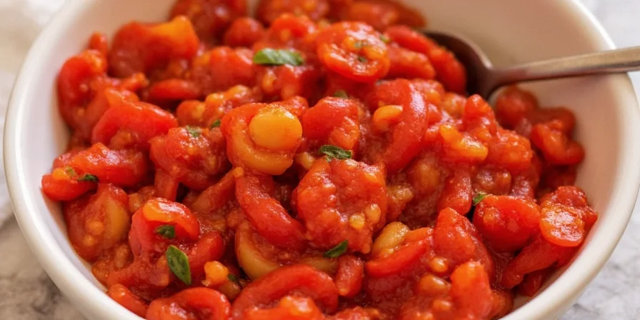 Stylish shot of red bell pepper relish jar