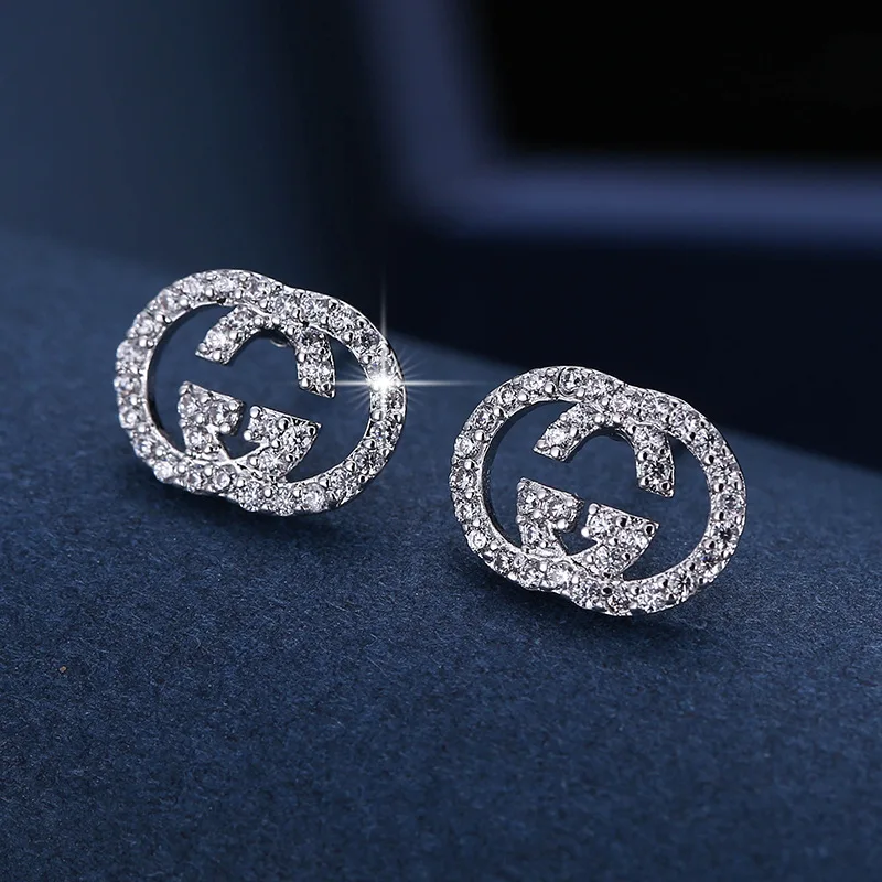 

European and American style design simple fashion trend women's earrings copper gold-plated letter earrings, Color