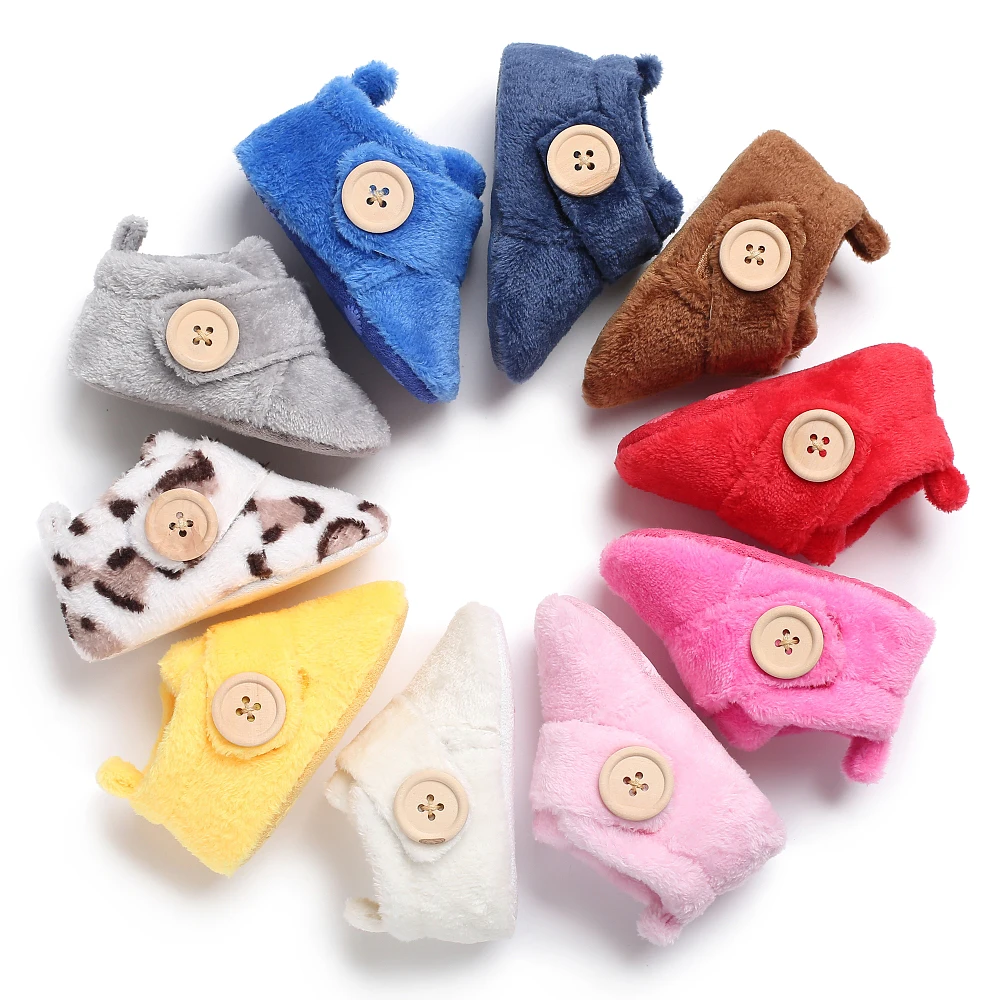 

Winter polychrome fluffy super soft nylon buckle baby shoes soft sole walking shoes