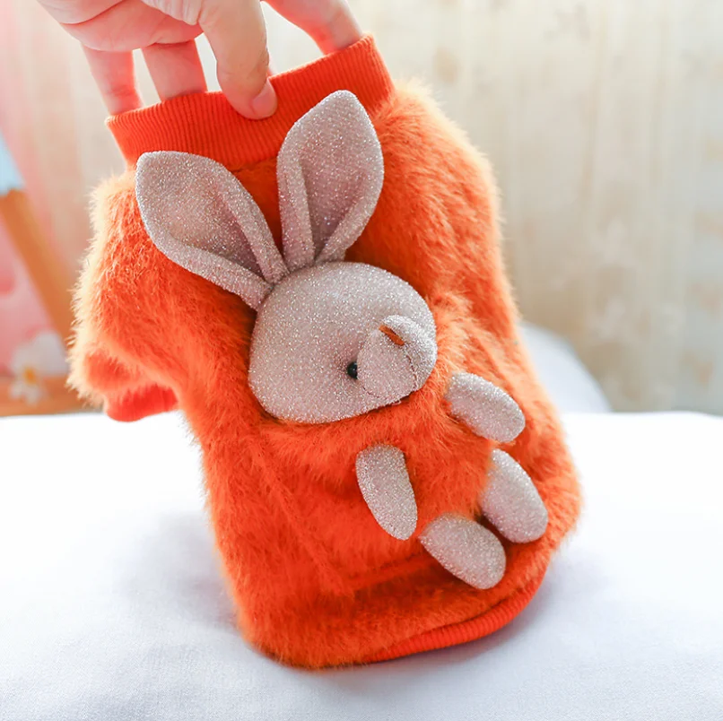 

Thickened Plush Rabbit Suit Warm Dog Clothes With Four Legs Dog Sweater Pet Apaparel, Yellow
