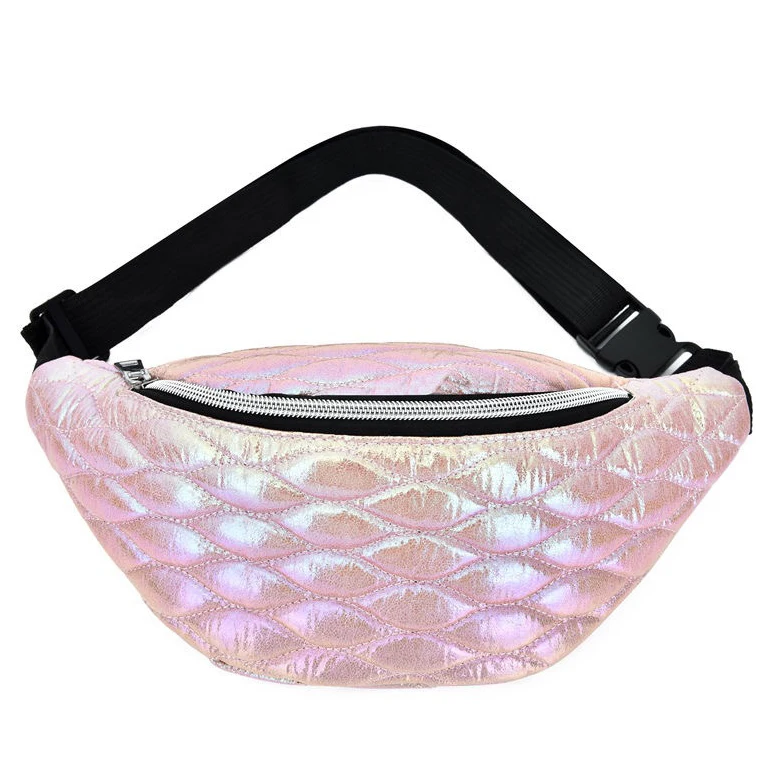 

holographic fanny pack women girls waterproof cute waist bag shiny pink waist bum bag, Green,pink,purple,rose