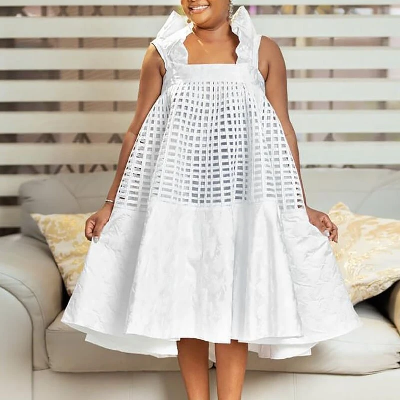 

Summer New Strap Lotus Plaid Stitching Loose Kawaii Women Casual Dress