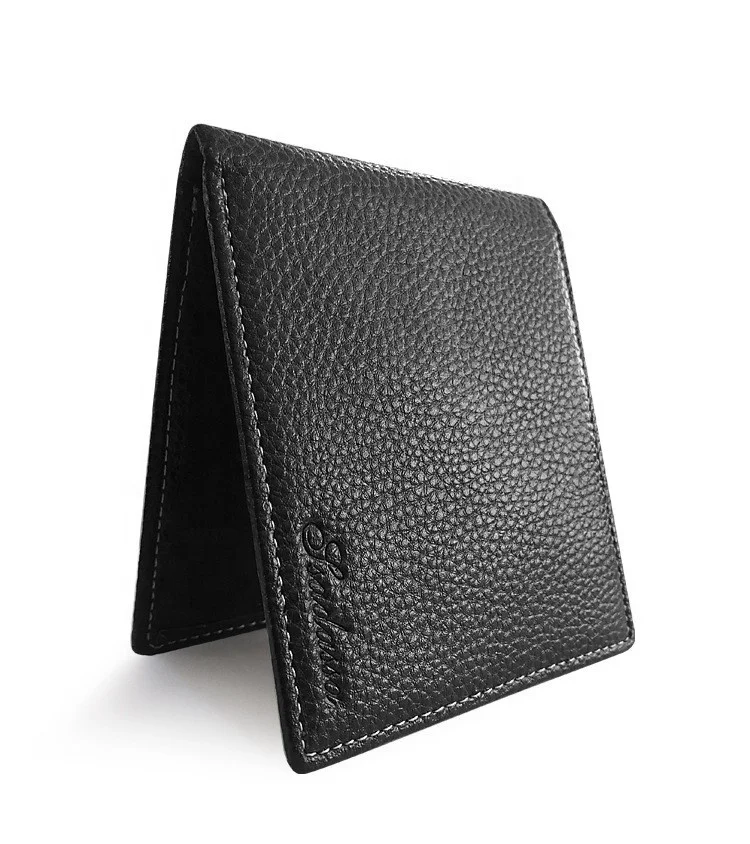

New design fashion durable PU leather slim wallet for men, Black