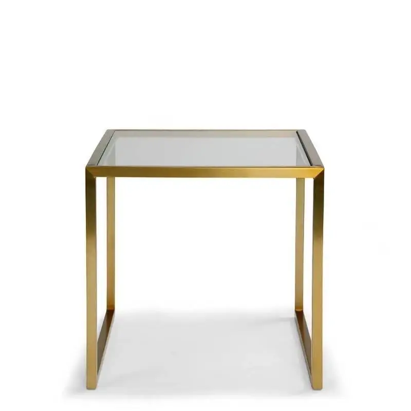 modern Iron stand glass rectangles small end table in rose gold