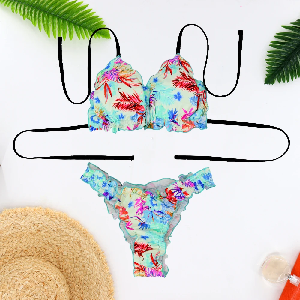 

2021quality wear resistant hot selling womens sexy print Brazilian tropical bikini