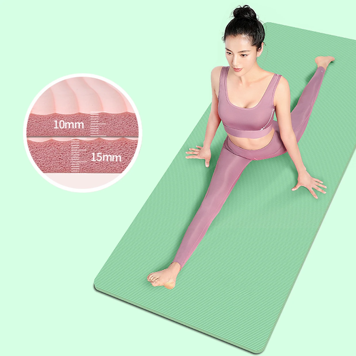 

15MM Extra Thick Anti-skid Sports Fitness Mat NBR Comfort Foam Matt For Exercise Yoga Pilates Gymnastics Pad Mats, Solid color