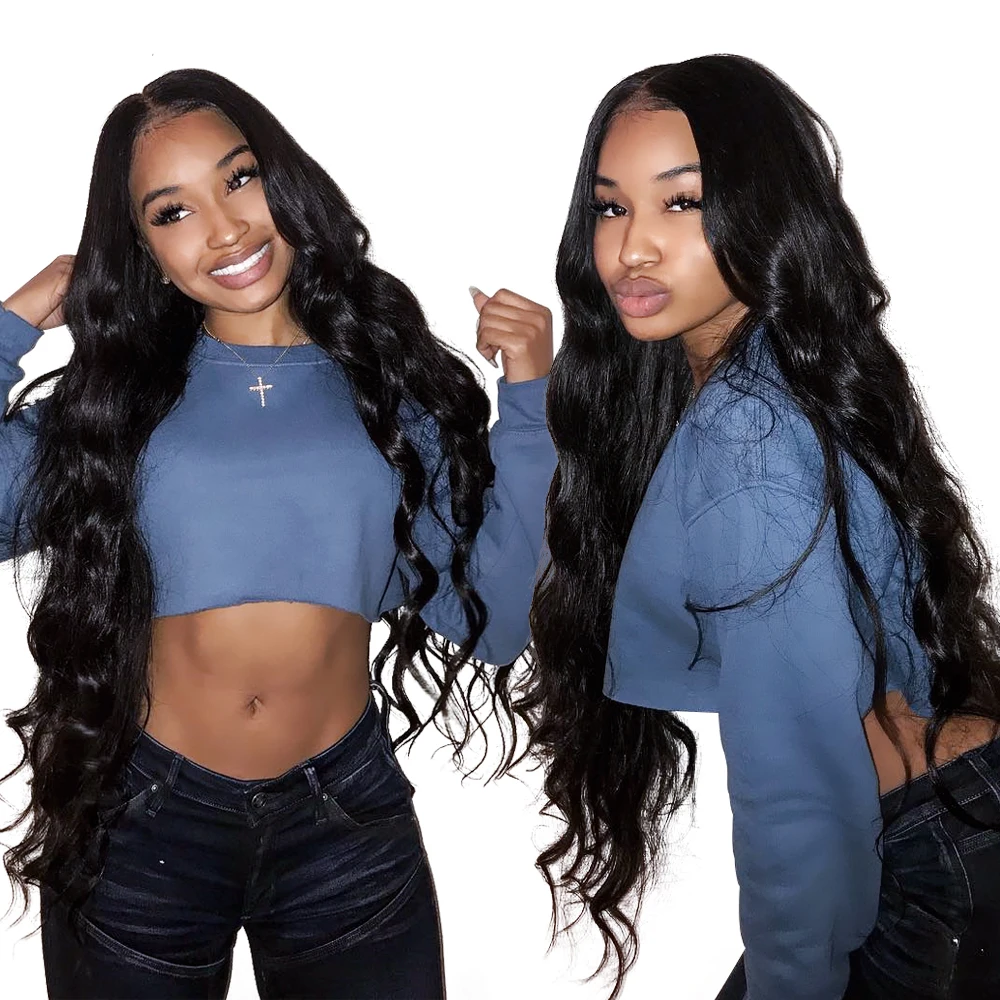 

XBL Longest Natural Black Body Wave Hair Weft Double Drawn Raw Cuticle Aligned Virgin Brazilian 40 Inch Human Hair