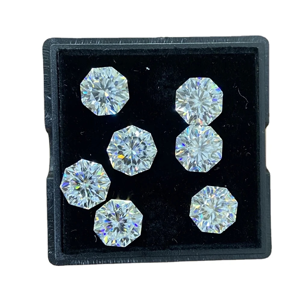 Flower Cut White D VVS Lab Created Synthetic Moissanite Diamond Octagon Shape Gemstones