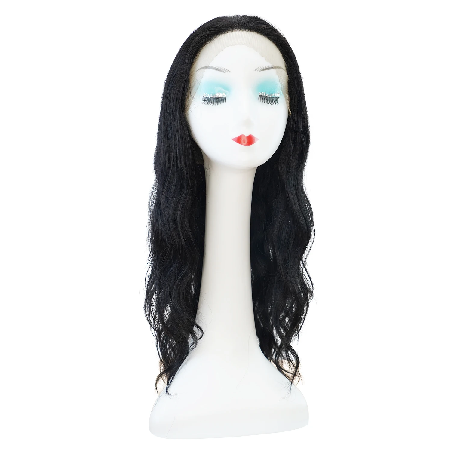 

Factory direct full hand-woven black long wig natural synthetic fiber wig cover