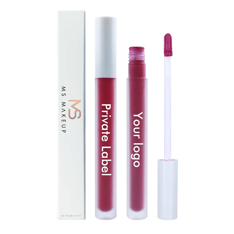 

High Matte 7 Colors White Tube Custom Make Own Brand Vegan Cosmetics Makeup Low Moq Liquid Lip Glaze Velvet