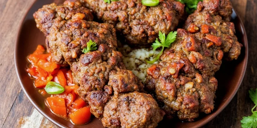 Kofte wrapped in warm pita with veggies and sauce