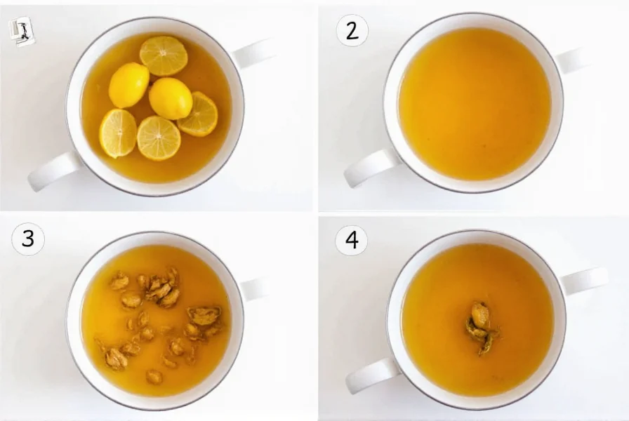 Step-by-step preparation of ginger lemon tea with temperature measurements