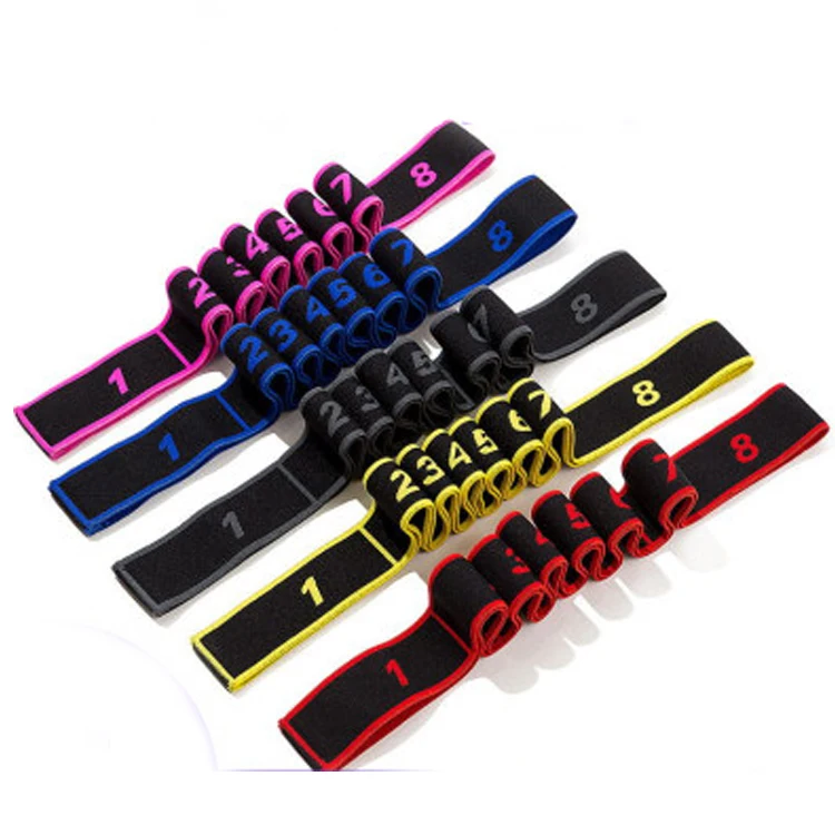 Yoga Dance Pilates Elastic Stretch Strap Stretching Strap for Physical Therapy with 8 Loops