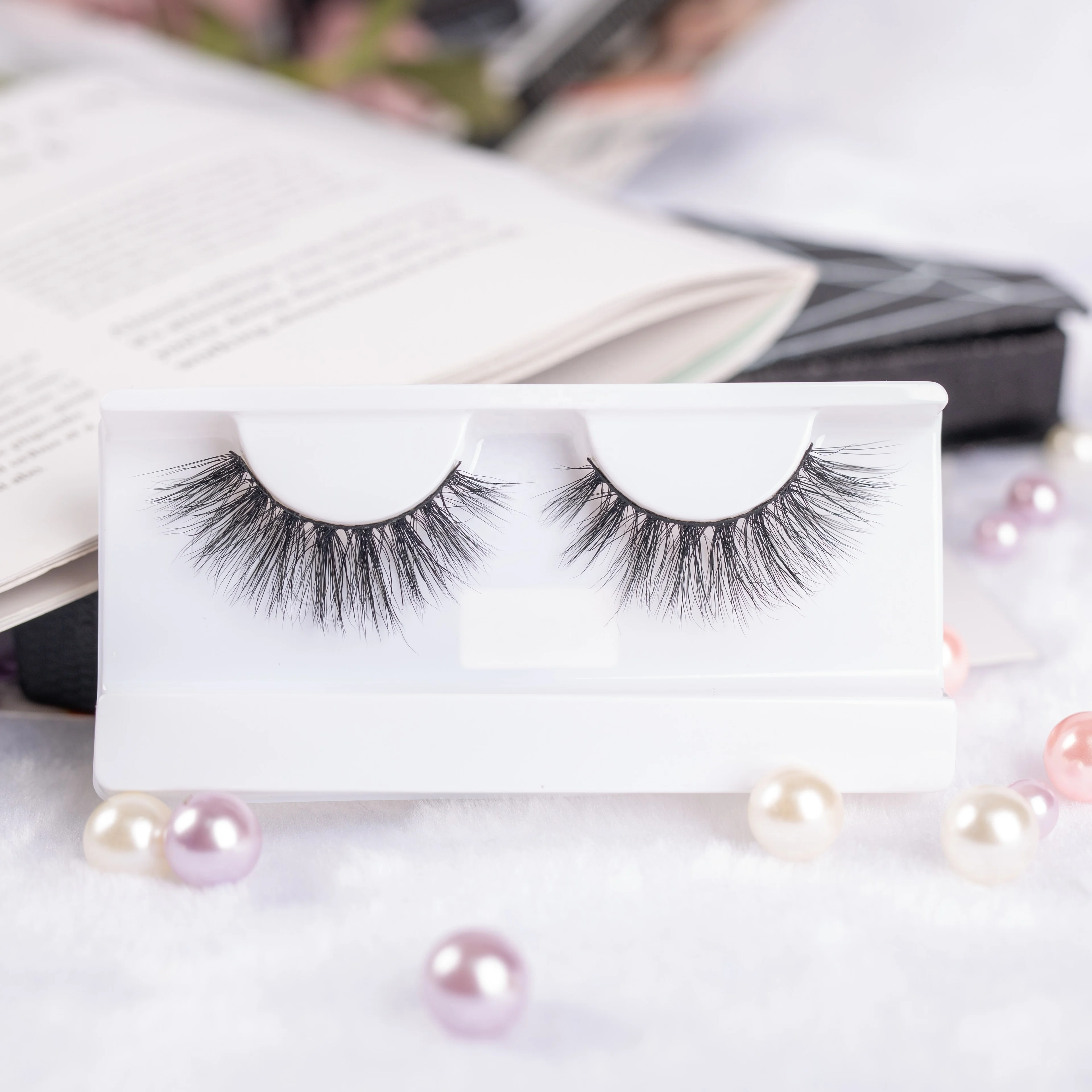

wholsale natural 3d fluffy mink eyelashes with white lash box