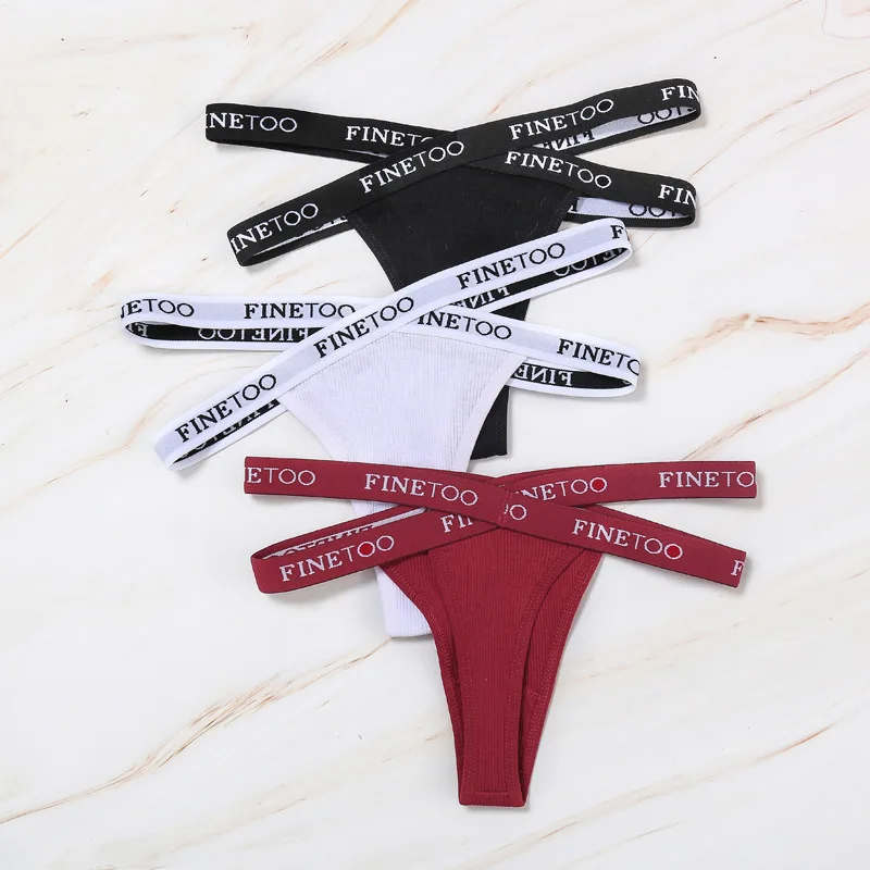 

2021 FINETOO new Women's G-Strings cotton panties thong sexy finetoo underwear