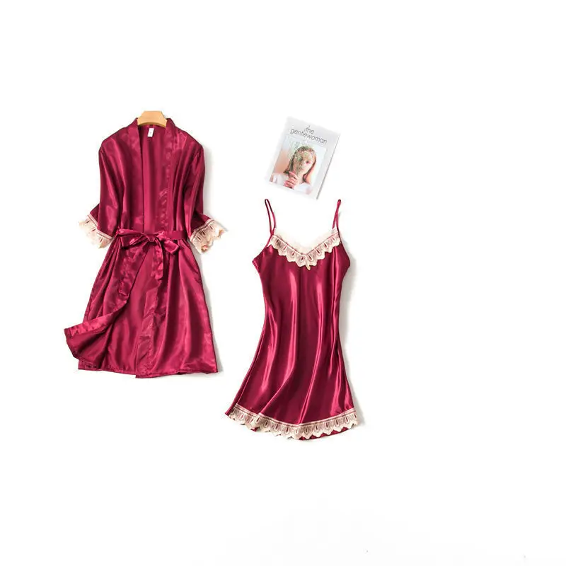 

Provide Professional Design Luxury Adult Sexy Onesie Sleepwear Pants And Dress Ladies Pajamas Set, Blue, black, red, gray