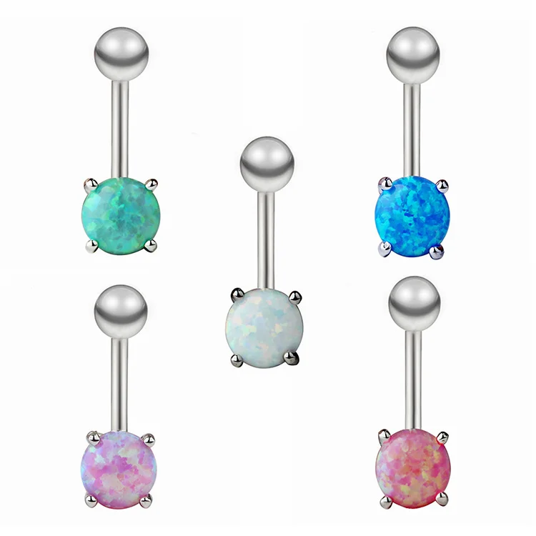 

Single Synthetic Opal Internally Threaded navel ring plated sexy belly button ring woman piercing jewelry