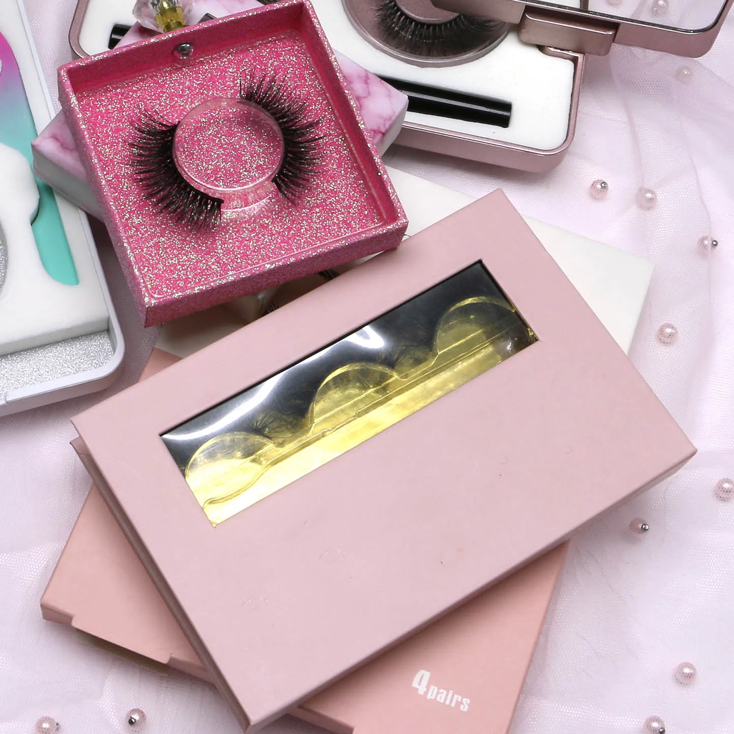 

Variety 100 % Mink Eyelashes with Furry Case Packaging Box Lash Mink 18mm Mink 3d Eyelash Case