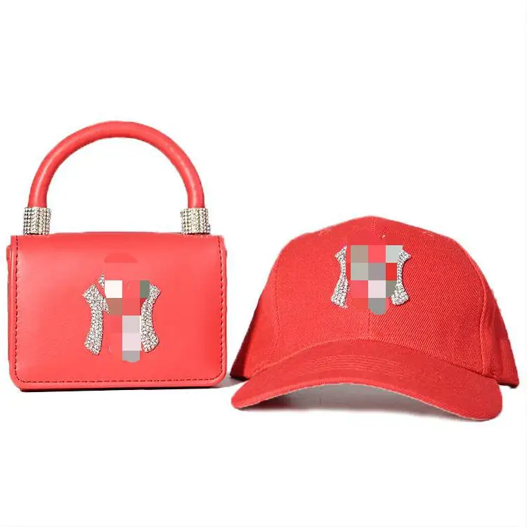 

2021 New Arrival Bling Diamond Logo Square Handbags and Purses Set, Customizable