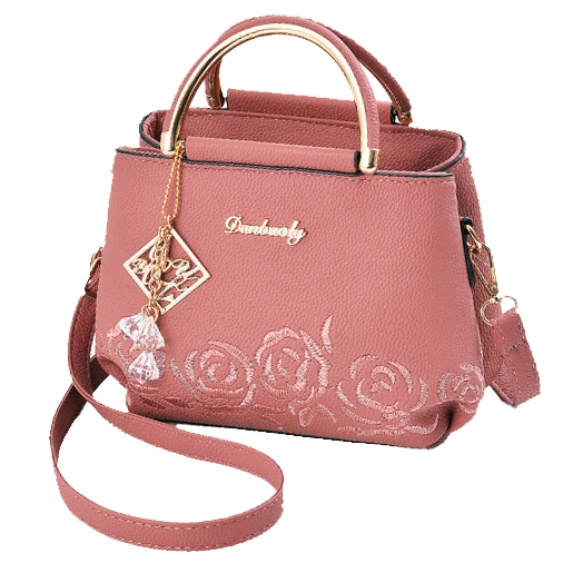 

hotsale lady embroidery flower luxury handbags for women lichee leather flower hand bags ladies, Green,black,brown,coffee