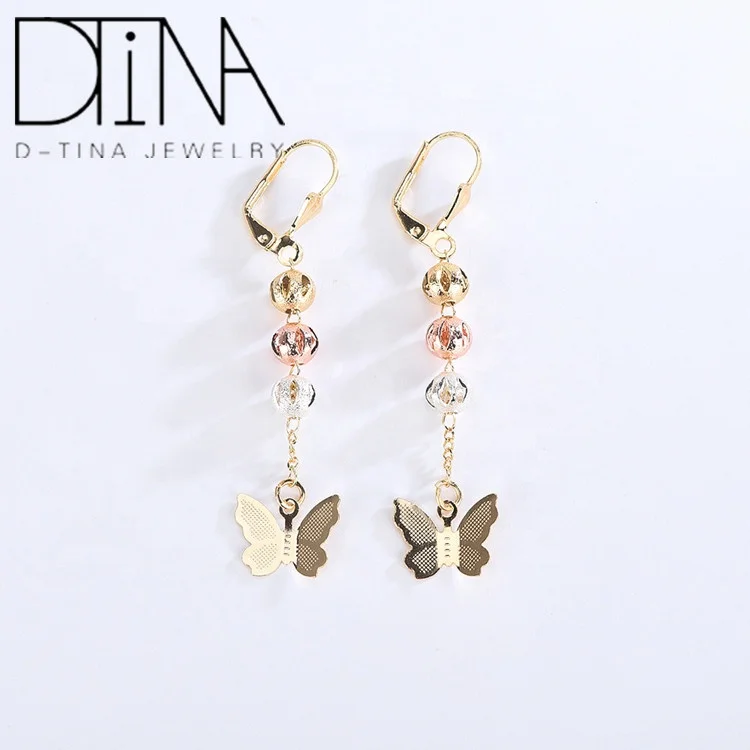 

Fashion Hollow Rosary Earrings Vertical Butterfly Long Earrings, Golden