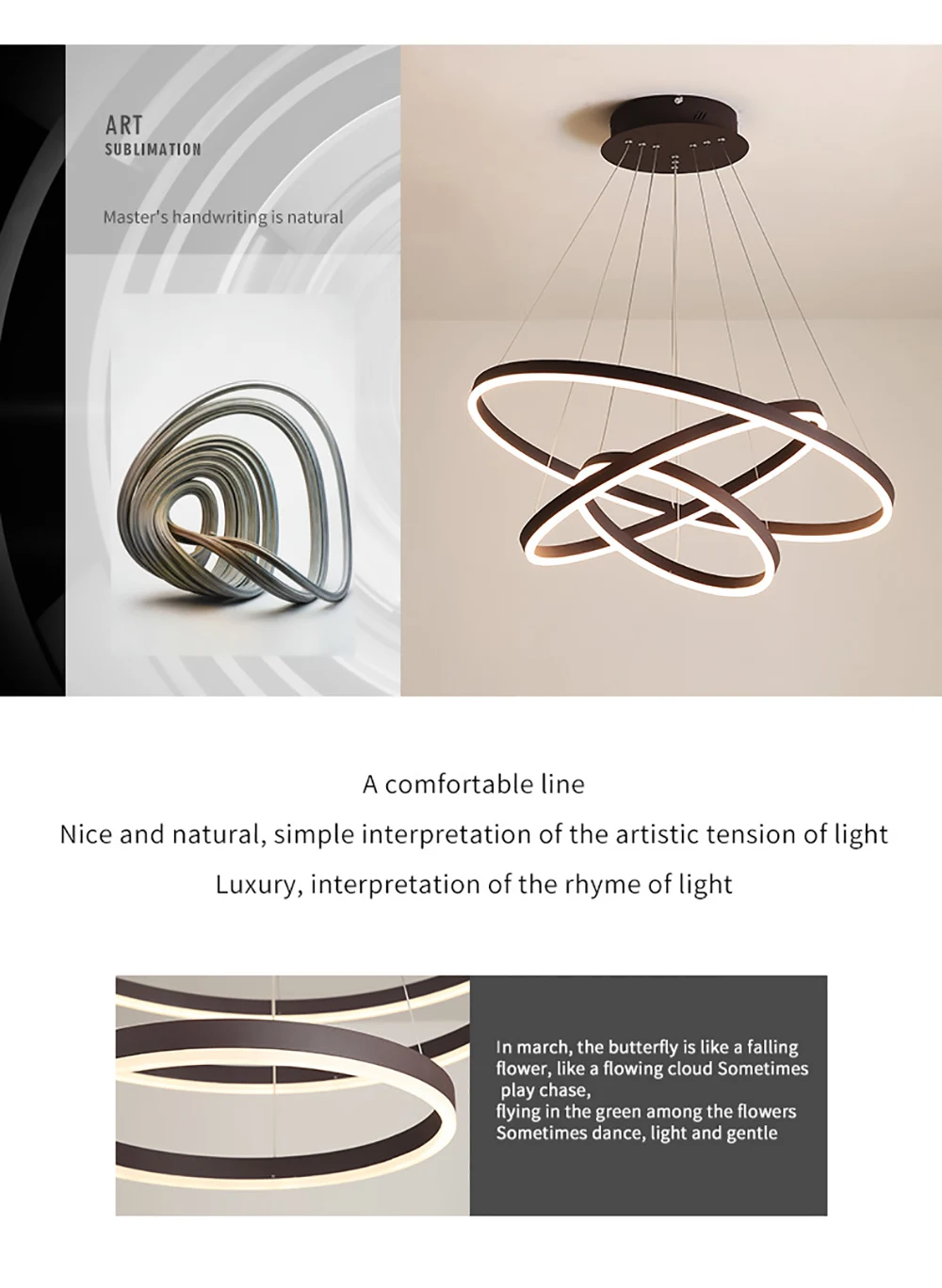 Hotel Lobby Residential Fashion design LED Chandelier Circular Pendant Light