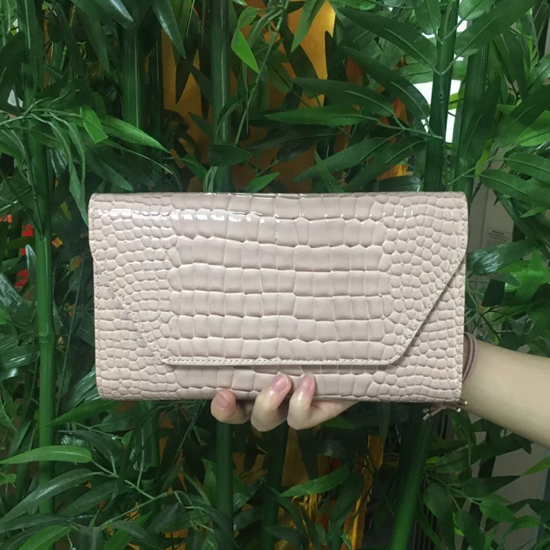

2021 New Crocodile Clutch Shoulder Bag Genuine Leather Green Summer Clutch Wallet Bags Ladies Evening Party Bag