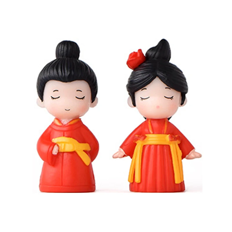 

2Pcs Ancient Chinese Costume Lover Model Figurine Home Decor Miniature Fairy Garden Cake Decoration Accessories Micro Landscape
