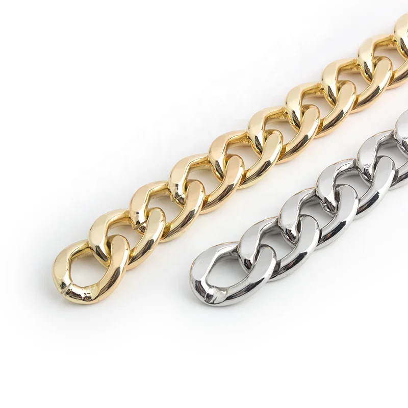 

High Quality Wholesale 27mm Aluminum Chains Purse Strap Chunky Gold Chain Ladies Thick Chain For Handbag Accessory